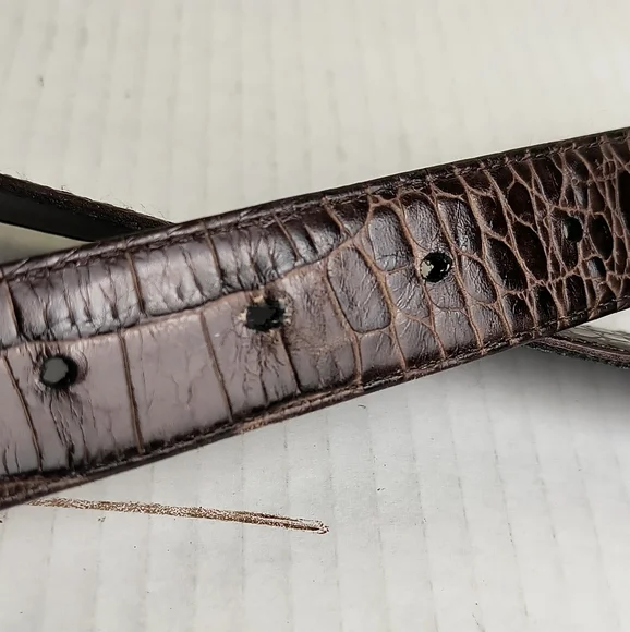 Connie Bates For Fahrenheit Brown Embossed Belt with Gold Buckle - Picture 9 of 15